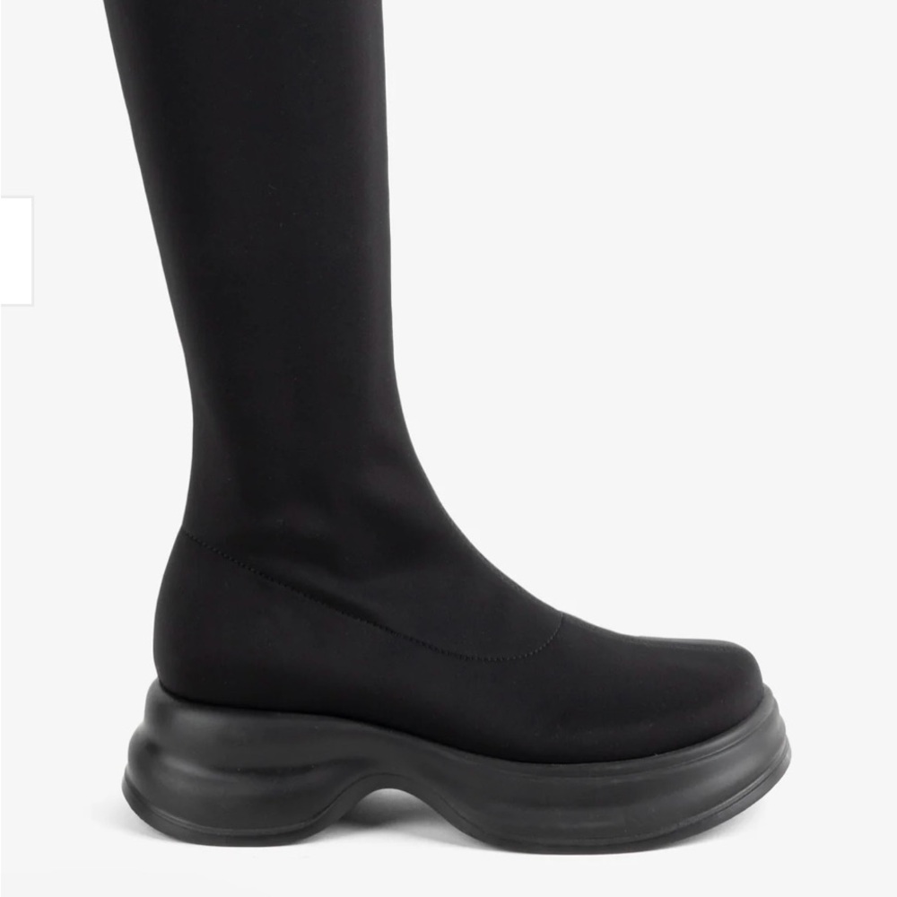 INTENTIONALLY BLANK Black Over-the-Knee Platform Boots